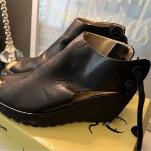 Fly London sexy tie sling wedge sandals